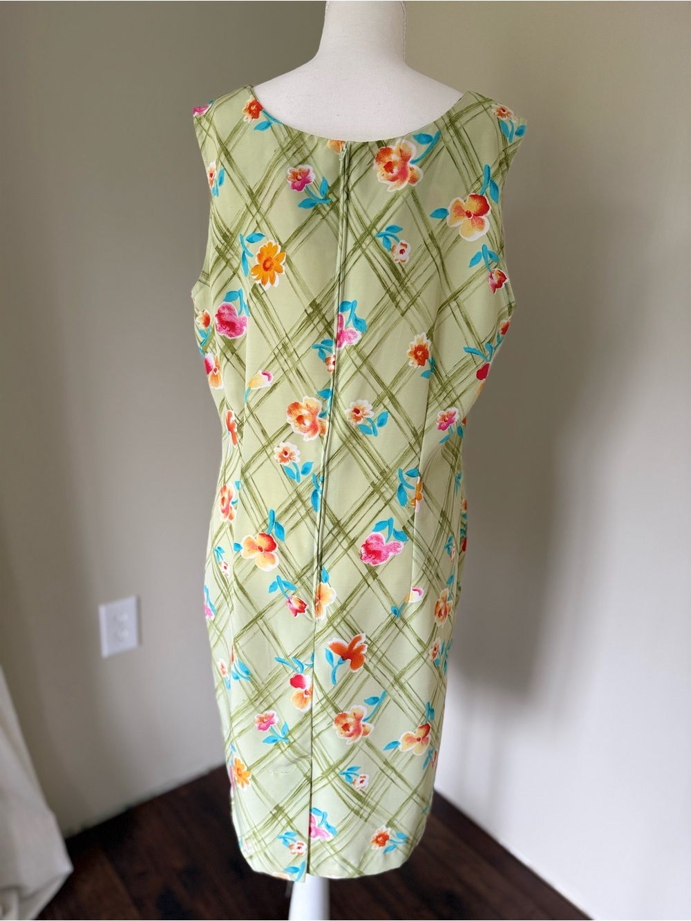 Vintage Floral Dress Kathi Lee Collection Green Orange Pink Blue Blooms Size 12 - Picture 5 of 6